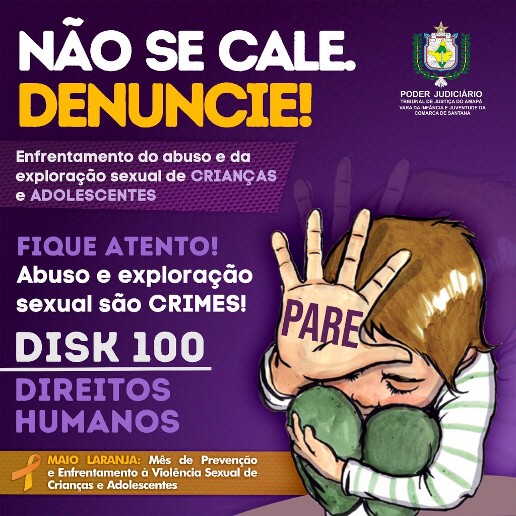 Tjap_Oficial's tweet photo. As crianças nascem para serem amadas e não violentadas. Os adolescentes devem explorar a vida e não serem explorados. Abuso e exploração sexual são CRIMES! Não se cale, Denuncie!
Disk 100
#MaioLaranja
#Prevenção
#Enfrentamento
#Proteção
#Disk100 https://t.co/coRR6xS5R4