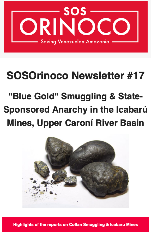 SOSOrinoco's tweet photo. Newsletter #17 | May 2020 presents reports on "Blue Gold" smuggling in Venezuelan #MiningArc &amp; anarchic gold mining in Icabaru. Also check out letter from @JGuaido to @AAzoulay of @Unesco alerting her on increase of #BloodGold mining in #Canaima- https://t.co/oLtseiGpgN https://t.co/0tGNSJ5OEq