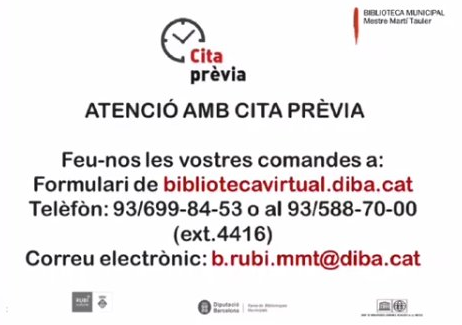 ÚLTIMA HORA! La @Bibliorubi obrirà les seves portes el 8 de juny. L'horari serà de dilluns a dijous de les 16 h a les 20 h, i els divendres entre les 10 h i les 14 h. I aquí podeu veure com atenen també amb cita prèvia, #rubicity! 📖📀🎼