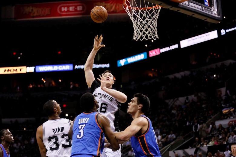 BaynesFanClub's tweet photo. Six years ago today, Aron Baynes scored 4 points and grabbed 2 rebounds in a 35 point Spurs victory over the Thunder in the Western Conference Finals.

It was Aron Baynes’ first career playoff quadruple double. https://t.co/i4zDeHQusx