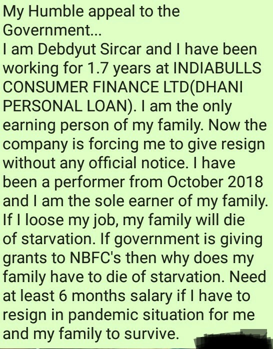 debdyutsircar's tweet photo. #indiabullsresign #indiabullsfiring #injustice #supportus #savedhani #covid19
@LabourMinistry @PMOIndia @narendramodi @Swamy39 @sudhirchaudhary @republic_bharat @ZeeNews @nsitaraman @FinMinIndia @MamataOfficial @CMOfficeWB @AmitShah @abpanandatv @HRDMinistry @aajtak @ndtv https://t.co/RIvFbs7zCo