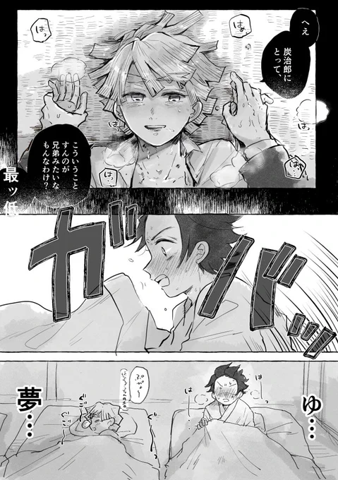 下品です 無自覚だった炭→善な炭善らくがき(夢の中ですが炭が善を無理に襲ってるっぽい表現があるので注意) 