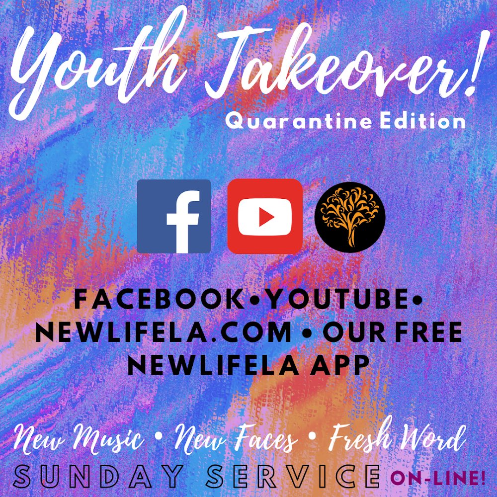 NewLifeLA's tweet photo. Even in quarantine THE YOUTH MUST TAKEOVER once in a while 🤩🤩🤩🤩🤩!!! Join us THIS Sunday for a very special online service featuring the Youth of #NewLifeLA. #wearefoursquare https://t.co/uHF3BMOmSS