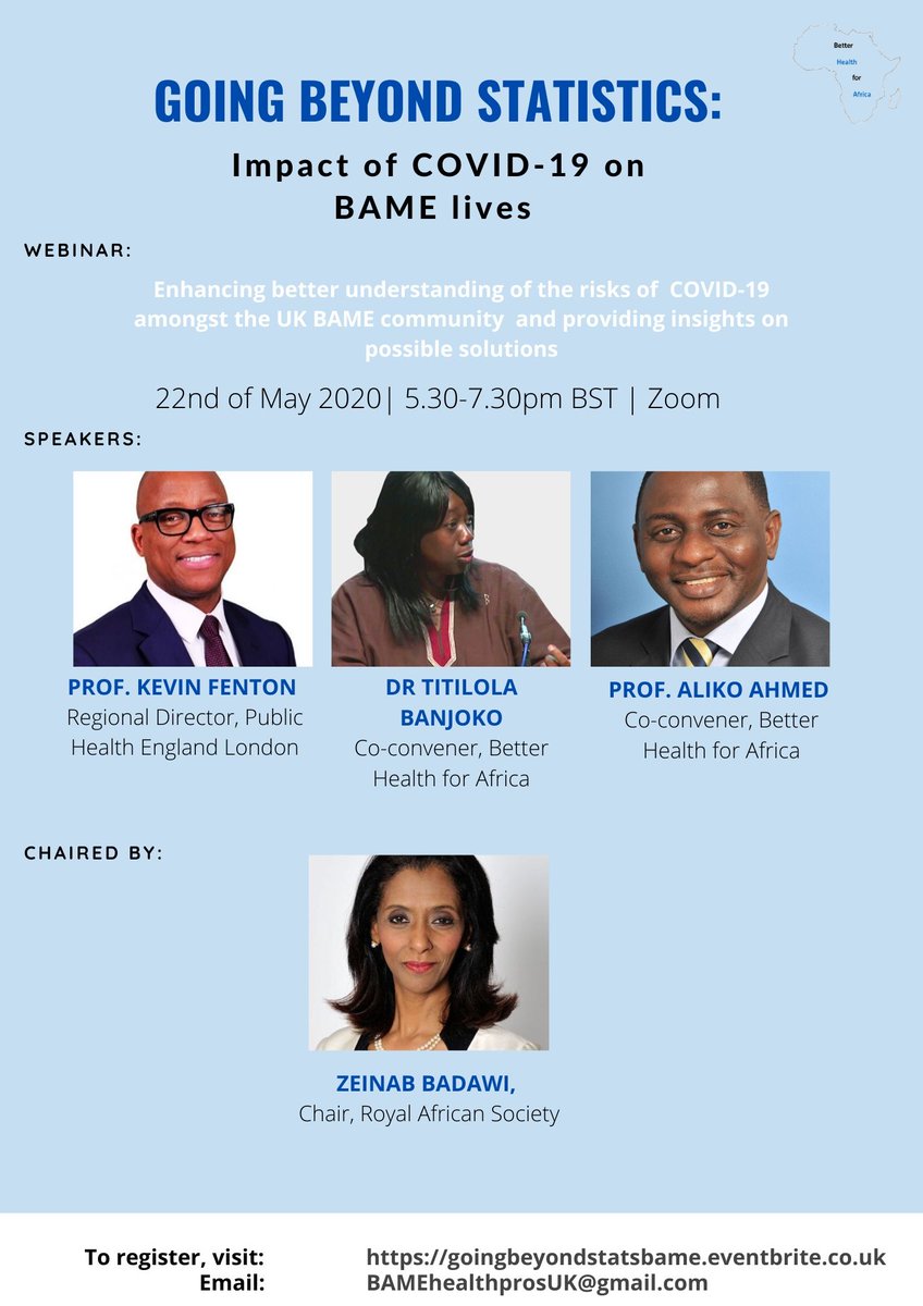 BameHealthcare's tweet photo. Looking forward to this event #goingbeyondstats  with @wendyolayiwola @alikothe3rd @CamDocUK237 @eahforum @AkenkideE @joan_myers myers @Jokoban @POSNetworks https://t.co/58HuUphml9