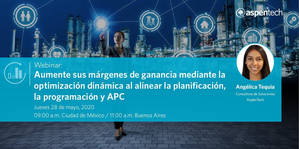 AspenTech's tweet photo. Incremente sus margenes de ganancia con #AspenGDOT al combinar modelos de planeación con modelos dinámicos de APC.
Para conocer más inscríbase a este webinar: https://t.co/hknhkwnKQJ https://t.co/eJWYMaRcrc