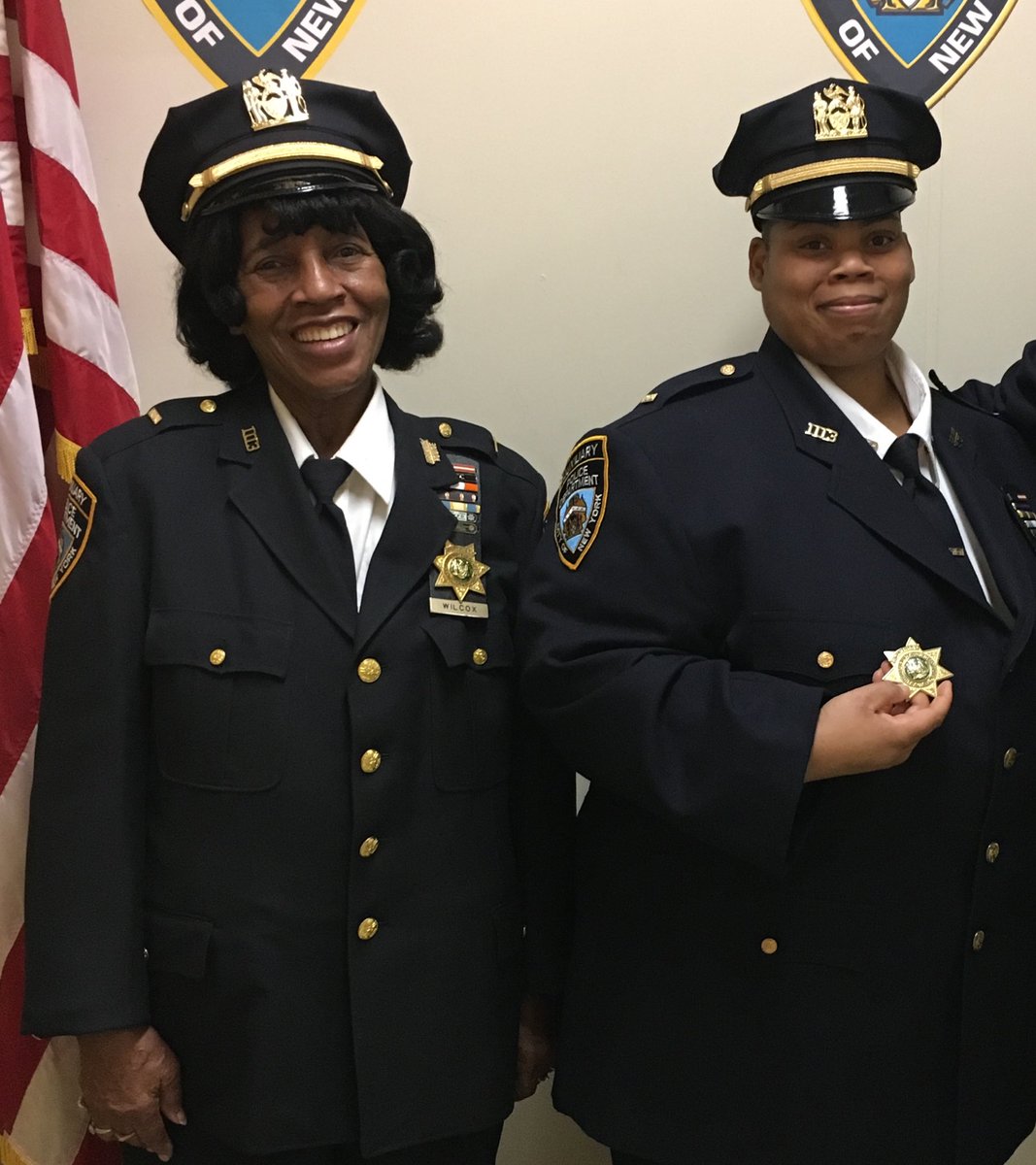 NYPDauxiliary's tweet photo. Auxiliary Captain Erica Wilcox works for the Department of Homeless Services Police &amp; has also been volunteering in the @NYPD103Pct for 17 years. Erica volunteers alongside her Grandmother, Auxiliary Lieutenant Grace Wilcox, who has been in the #NYPD Auxiliary program for 36 yrs https://t.co/PcmaVCu2bH