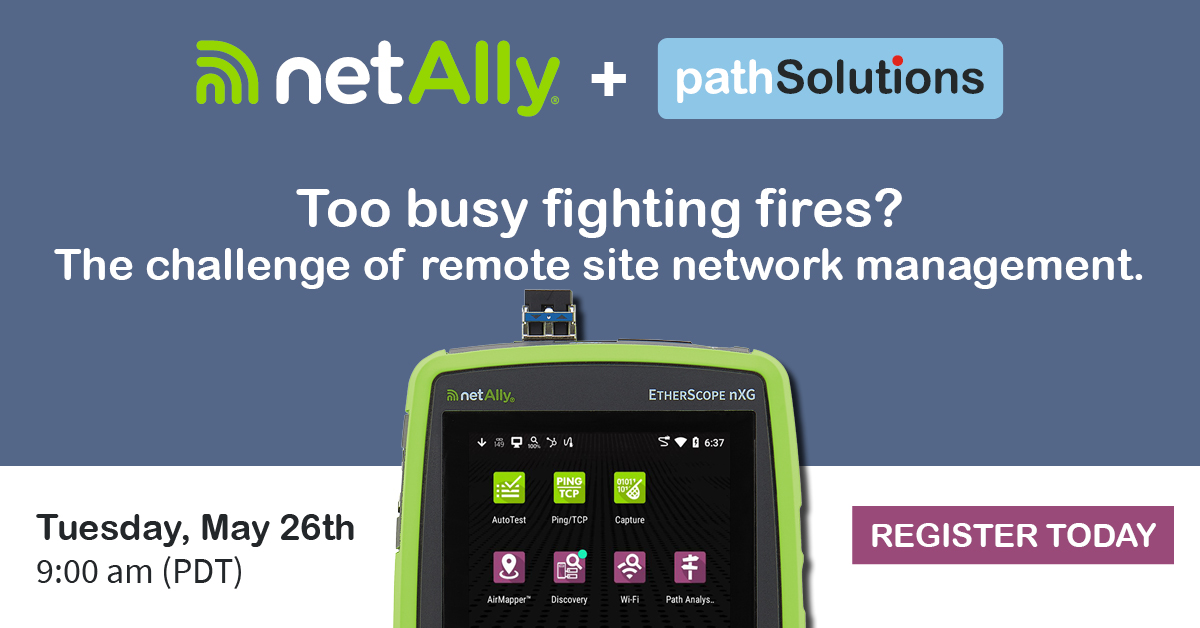 NetAlly's tweet image. Remote site network management is challenging. Learn the essential combination of capabilities, tools &amp;amp; workflows that can optimize the process!
Join us for this installment of our Remote Network Troubleshooting series. #remotetroubleshooting #workingremote #EtherScope