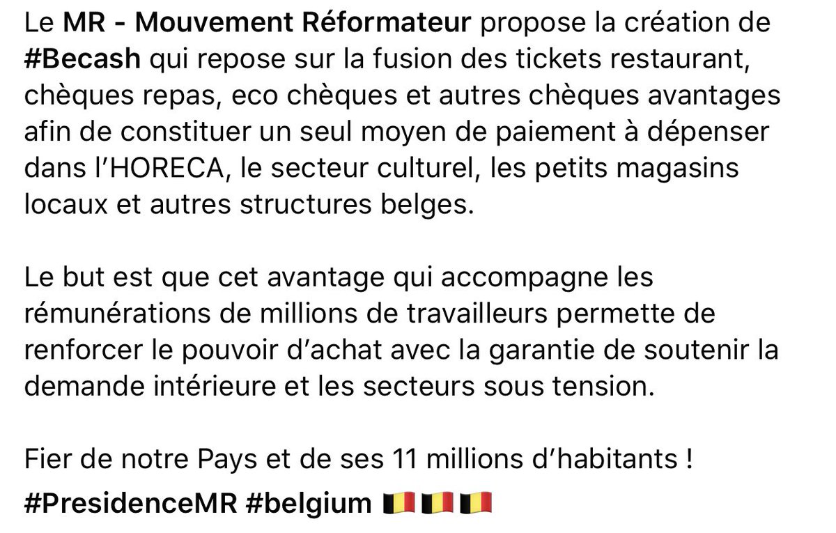 GLBouchez's tweet photo. Le @MR_officiel propose la création de #Becash
#PresidenceMR #Belgium 🇧🇪🇧🇪🇧🇪 https://t.co/6Bq9ul098O