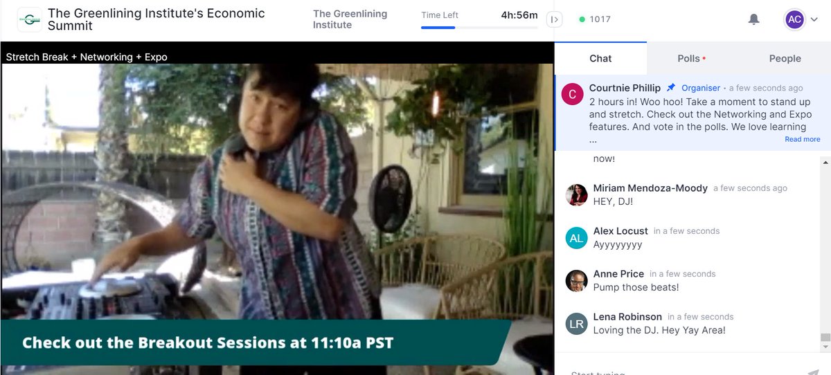 SCE_AjaC's tweet photo. Taking a dance break during @Greenlining Institute's Economic Summit 🎧 #WetheFuture2020 https://t.co/feOLXhzkS8