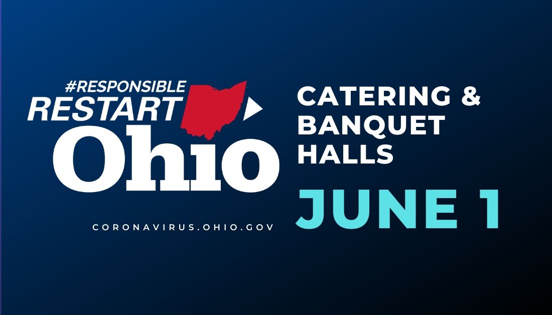 GovMikeDeWine's tweet image. Catering and banquet centers can reopen under similar guidelines as restaurants effective June 1. Guidelines include 6 feet between tables and no congregating. For the immediate future, crowd size will be limited to 300.
