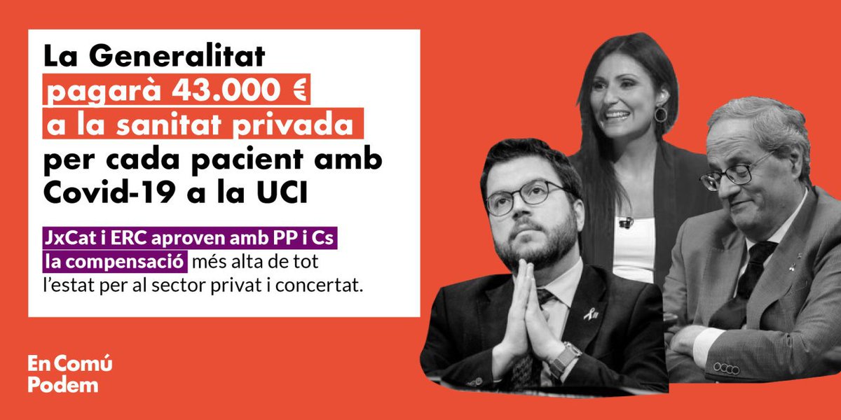 🔴ÚLTIMA HORA

El Govern de JxCat i ERC acaba d'aprovar amb ‼️ Cs i PP ‼ un decret pactat amb la patronal per pagar de forma opaca 43.000 € per pacient a la sanitat privada.

OBRIM FIL 👇