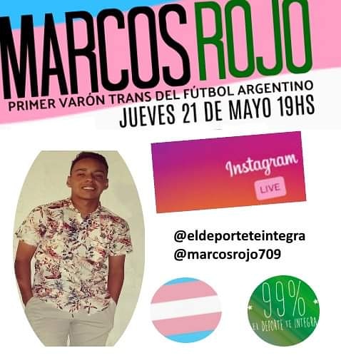 deportemadryn's tweet photo. #Madryn #VaronesTrans #VisibilidadTrans
▶️ HOY Jueves 21 de mayo a partir de las 19 Horas realizarán una charla con Marcos Rojo, el primer varón trans del fútbol argentino.
👉Podés seguirla a través del Instagram @eldeporteteintegra
No te la pierdas!!! 👇 https://t.co/X5HdCipjVR