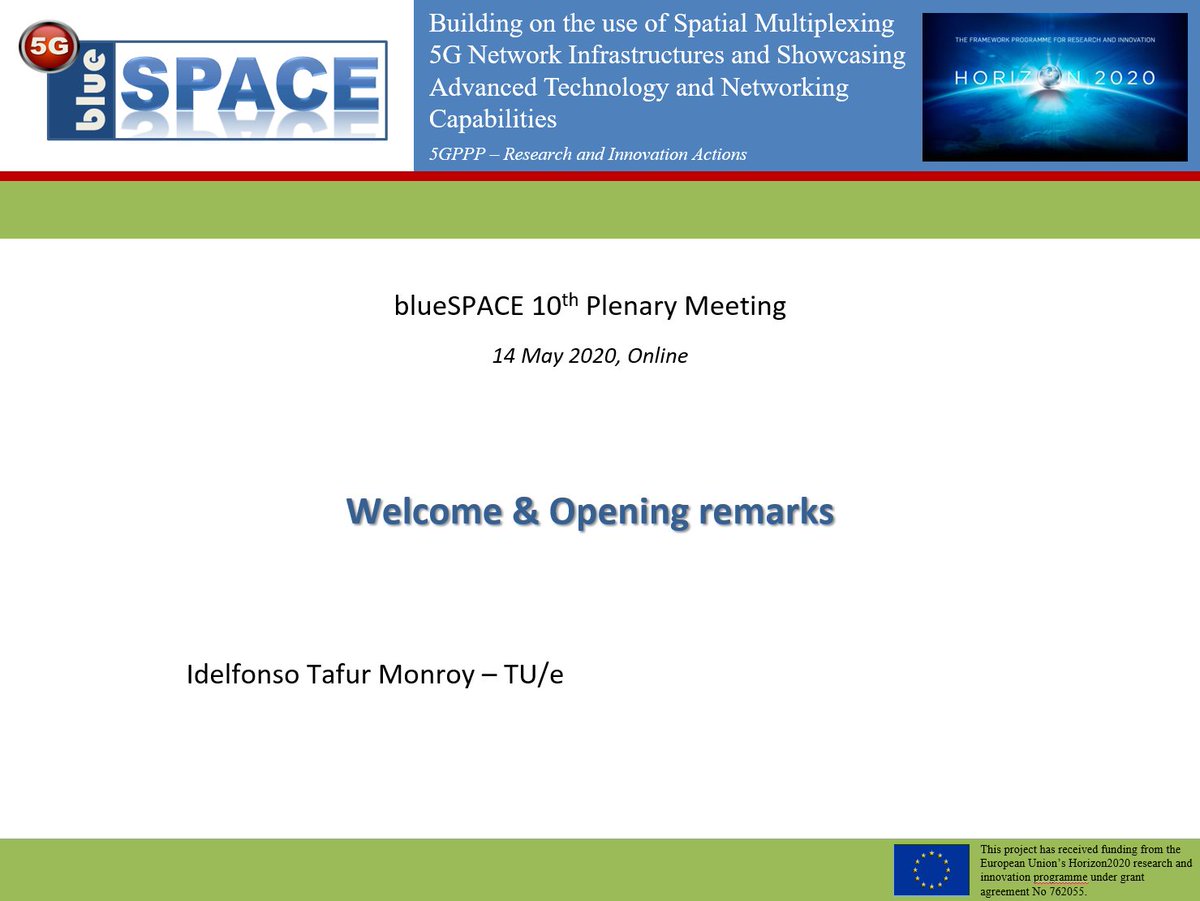 One week ago, #blueSPACE held its tenth plenary meeting - for the first time online, due to #COVID19. A new experience for everyone - thanks to all project partners for the great spirit and collaboration in this difficult time!
#5G <a href="/5GPPP/">5GPPP</a> @NetTechEU