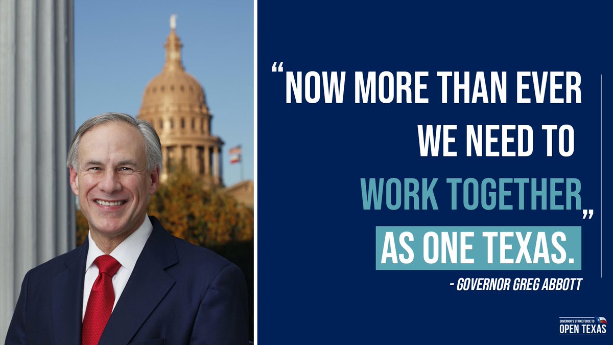 GSF_OpenTexas's tweet photo. As Texas continues to open under Phase II, it is vital that Texans work together to mitigate the spread of #COVID19. 
 
By uniting as one Texas, we will overcome this challenge. 
 
@GovAbbott #TexasBizStrong ☑️ https://t.co/plZCj0MdI7