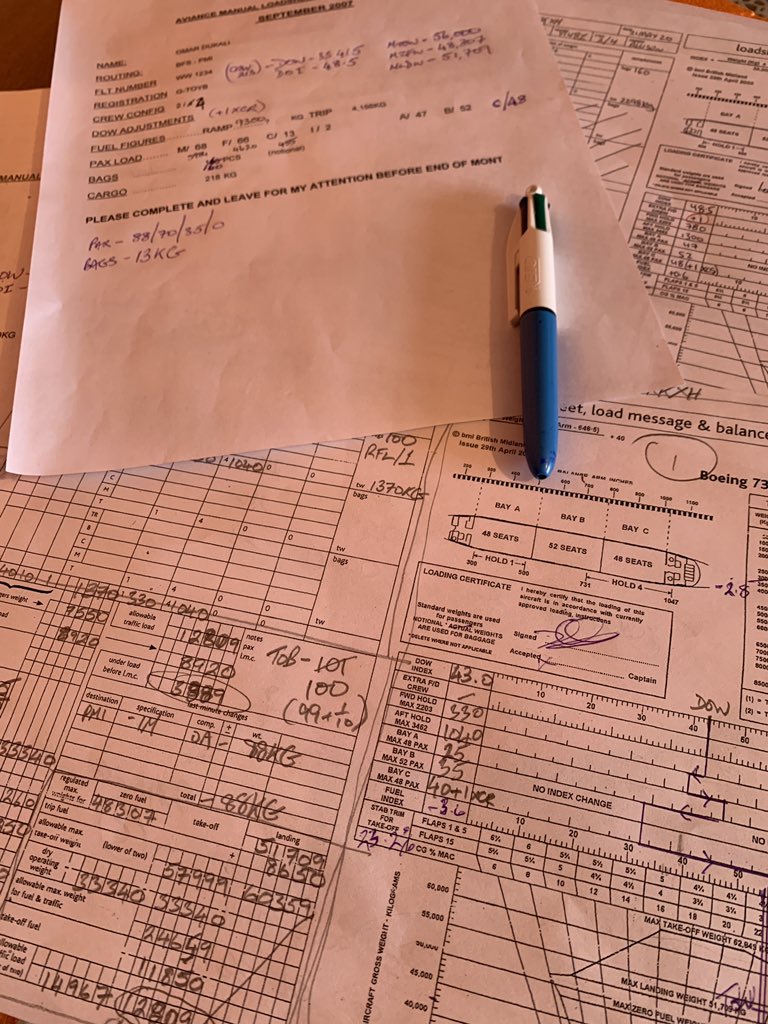LTEALLISON's tweet photo. #Lockdown Day 59
Boredom hit pretty hard today so Dad gave me a crash course on manual load sheets for #BritishMidland 737-300s. Practised loading up and balancing a number of flights from #BelfastInternational
#Aviation #LoadControl #Flying #FlightDispatch #Boeing #Pilot https://t.co/Zq4wuXC962