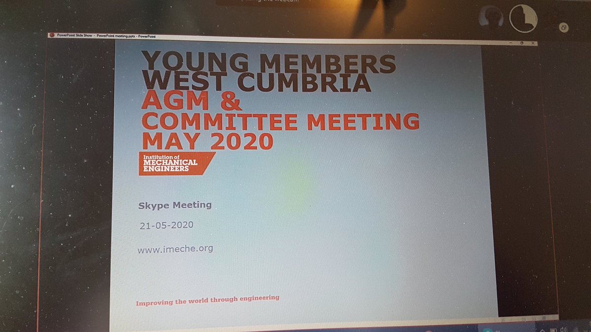 Keeping the <a href="/IMechE_WCumbria/">IMechE West Cumbria</a> going through lockdown online with tonight's Young Members AGM. Great to catch up and see everyone is well. See you next month!