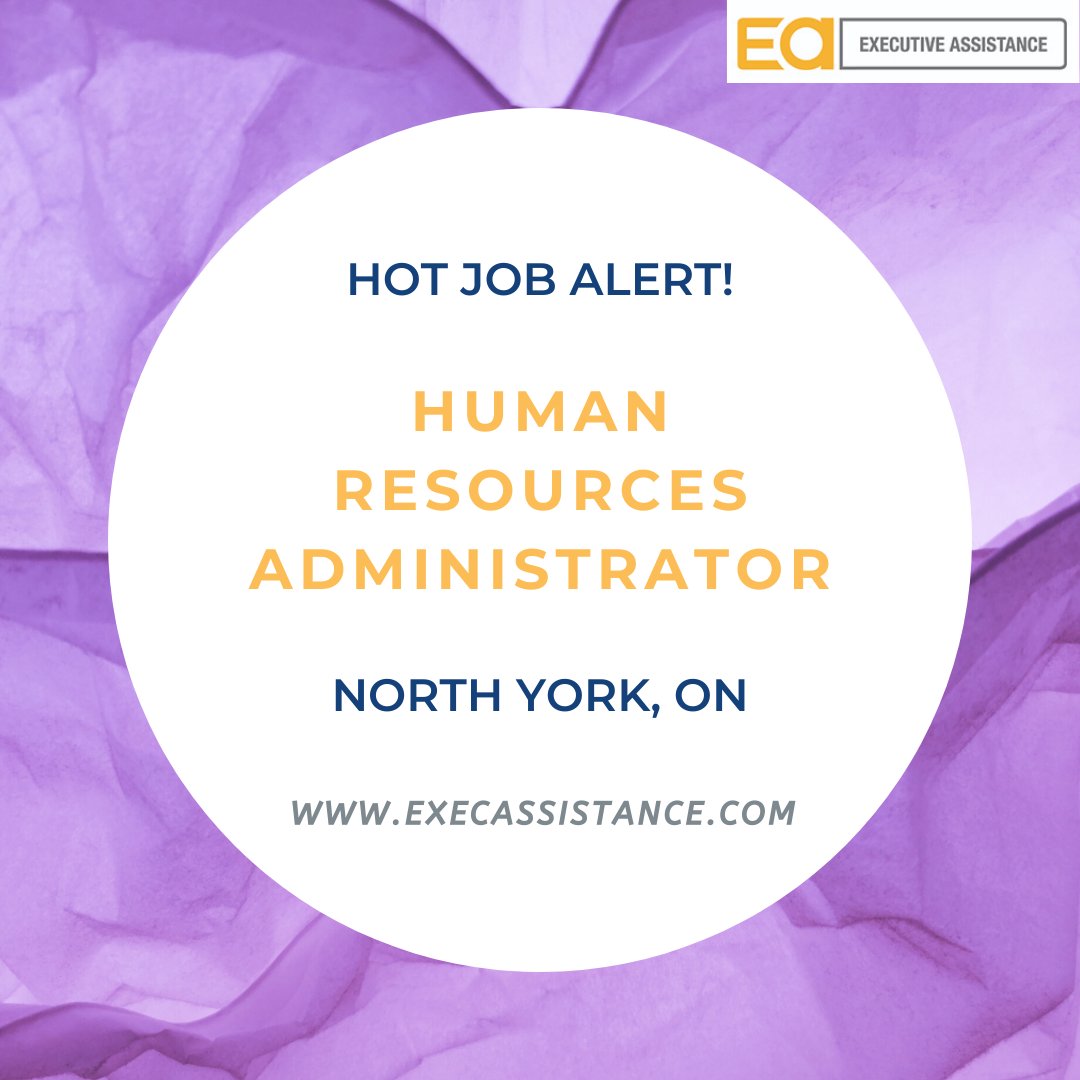 Our North York client is looking for a Human Resources Administrator to join their team. Previous experience in a manufacturing or distribution setting is an asset!

The ideal candidate will have a post-second... #northyorkjobs #hrjobs #executiveassistance instagram.com/p/CAdcfvVHo6s/