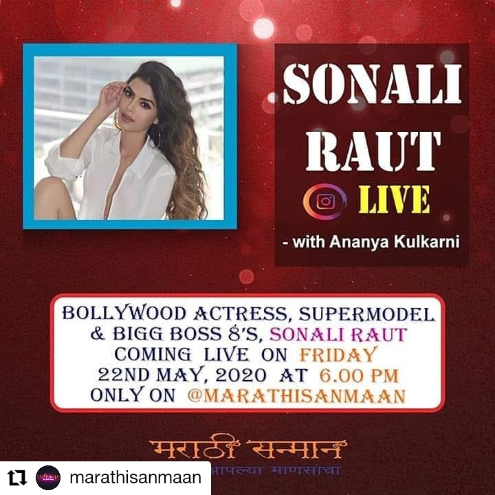 #Repost @MarathiSanmaan Sonali Raut LIVE on @marathisanmaan’s Insta Page tom on 22nd May at 6.00 pm .#SonaliRaut #sonalirautfans #bollywoodactress #Bollywood #aadatdiaries #supermodel #mtvindia #zeeyuva #colorstv #stargold #maharashtrian #marathicelebs #SalmanKhan #BiggBoss