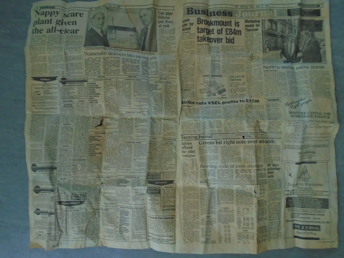 17Nineteen's tweet photo. Having only been back at work a few days, look what Kane found in the roof! A little time capsule neatly tucked away with a newspaper in from June 16th 1989. Anyone have any stories to tell from that date? #Sunderland #heritageapprentice #timecapsule #apprentice #craftskills https://t.co/wkcrgFvs0s