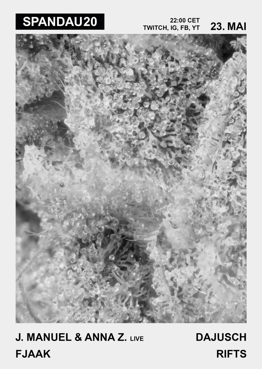 Jo this Saturday we will have a Spandau20 club night online! My❤️girlfriend <a href="/z_werk/">Werk'z Pharza</a>  and I recorded a jam!
It was a little strange to do that without anyone watching, but it actually got to be nice, with some happy accidents . p.s. the Moog One is not ours hehe