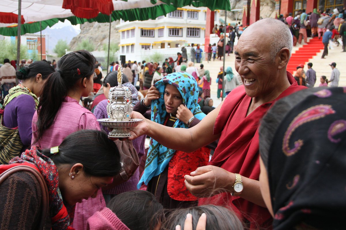 GoodwindMoto's tweet photo. This is from our time in the Spiti Valley.

We reached Kaza Monastery to find a celebration in full swing. Throngs of people had turned up to receive blessings from one of the senior Lamas visiting the monastery at that time.

Happiness &amp; smiles going round.

#MotorcycleTouring https://t.co/9UFtlUWgIZ