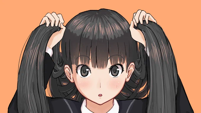 突然髪が伸びたため、ツインテールなどにして遊んでいるところを見られていることに気づいて固まるクラス委員長です。
#アマガミ 
#イラスト 