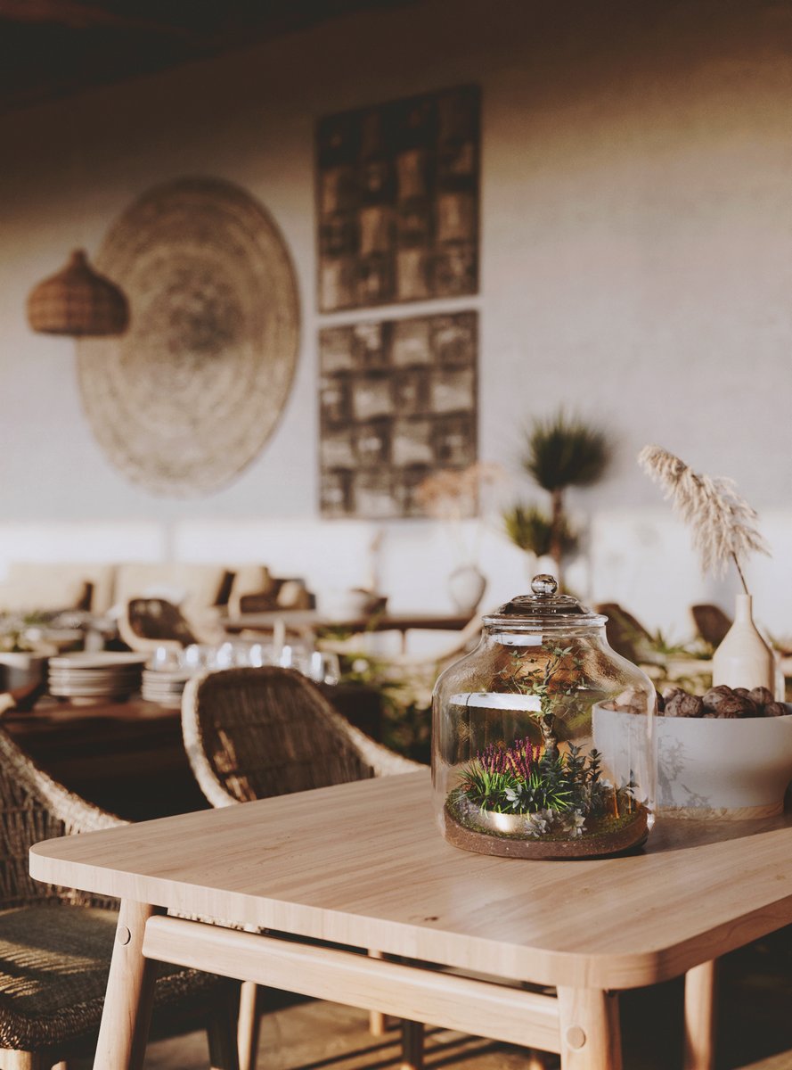 CoronaRenderer's tweet photo. Let Konstantinos Anninos (annkos) transport you to a restaurant on the Greek island of Milos with this set of images: https://t.co/0vGdtIr7ME https://t.co/K0leDvntY8