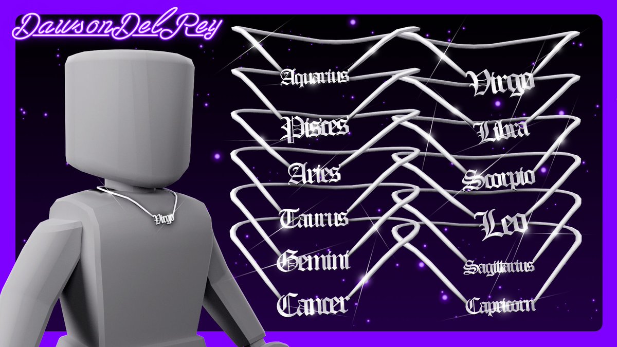 Dawsondelrey On Twitter Zodiac Necklaces Collection Comment Below And I Ll Guess Your Star Sign Robloxugc Roblox Robloxdev Robloxart Ugc Roblox Robloxdevrel - roblox zodiac sign