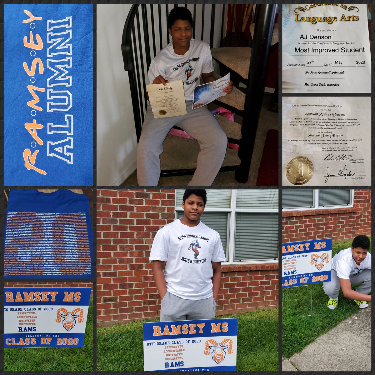 And just like that, he's officially a freshman!! So proud of him and the growth he made over this year! Love you AJ!! Up next Fern Creek! #RamseyRams  #ProudMom #FutureTiger 
@RamseyMS_JCPS @8thRamsey