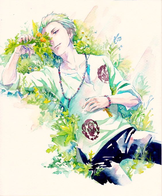 ハーブに埋もれる雨彦さん🌿 