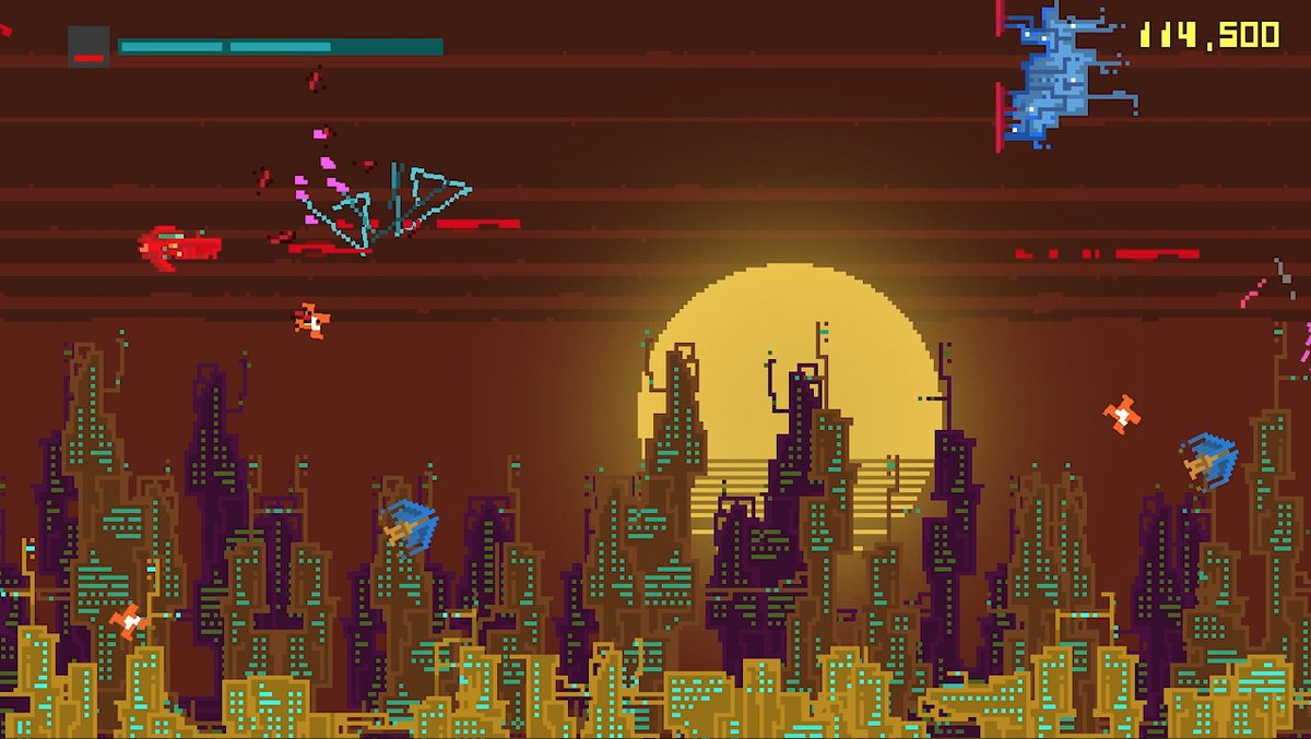 ChromaphaseOne's tweet photo. We finished 5# of the Arcade Control Jam 2020. With our little game named "Epsilon A.D." Retro Disco Style baby! #pixelart #retrofuture #shooter #indiedev https://t.co/EUNOoFydxw https://t.co/Y4irUCFltL