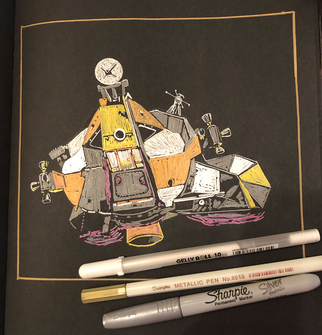 rcassel's tweet photo. Today's drawing commemorates Apollo 10, fifty one years ago. The Lunar Module named "Snoopy" was cast adrift.
#Apollo10 #MayWeCreate https://t.co/dS35EDbN4W