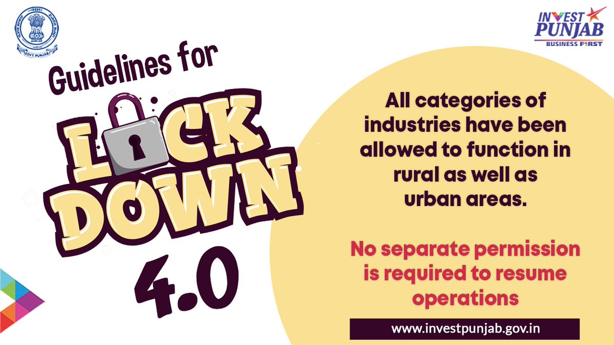 invest_punjab's tweet image. .@PunjabGovtIndia extends its maximum support to the trade and industry in the state.

#LockdownGuidelines