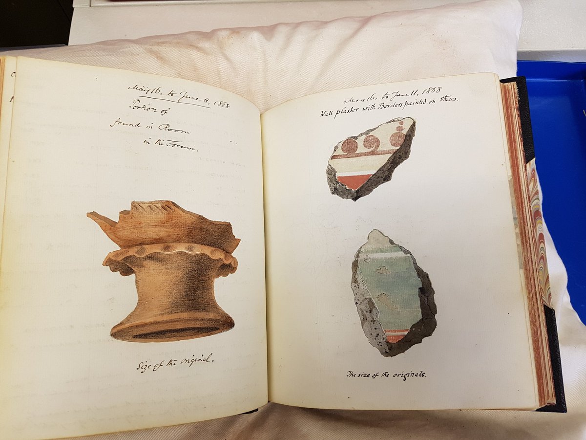 readingmuseum's tweet photo. Today, we're thinking of nearby Silchester, and the archaeological site of the #Roman town of Calleva.
Many of the objects in our Silchester Collection were excavated by the Reverend J. G. Joyce, from 1864-71, who chronicled his finds in these immulacate, hand-written journals. https://t.co/mCqWfzH3Ae