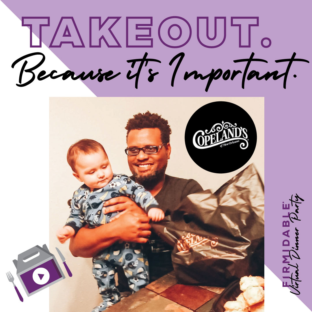 firmidable's tweet image. @Firmidable got takeout for the whole team to support local restaurants and thank our staff. Digital Specialist Kieron Bowman (seen here with his nephew) chose to support the team at Copeland's, where he once was an employee himself. #coronavirus #VirtualDinnerParty