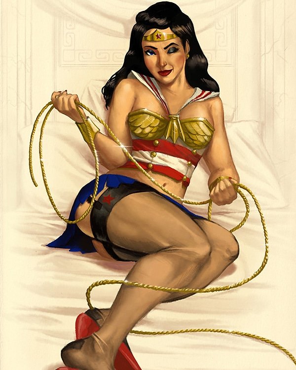Tbt: Wonder Wink! The lasso may keep you from telling a lie but there's secrets in those eyes! Prints in the donut shop. spicydonutshop.com
#wonderwoman #pinup #wink #illustration #pinupstyle  #starsandgarters #dccomics #covergirl #retro #pinups #vintage #spicydonut