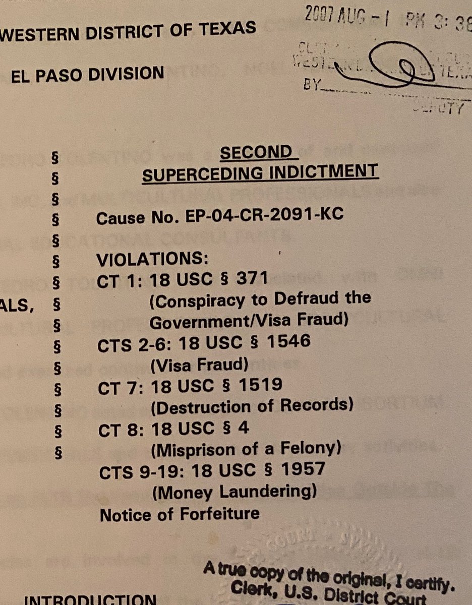 For example, these are the full charges in a second superceding indictment, for what would have been their second trial