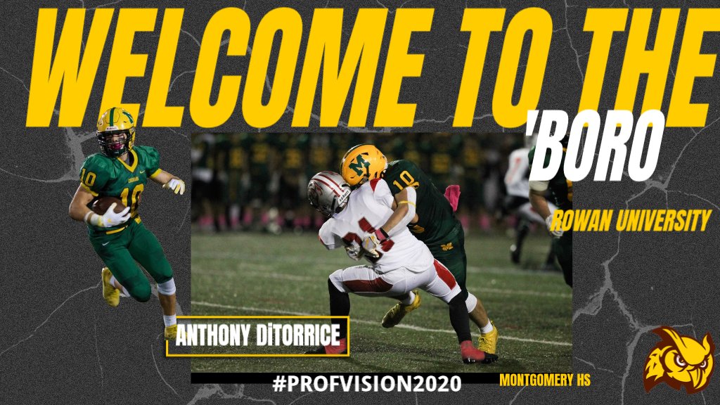 Rowan_Football's tweet photo. Welcome Anthony DiTorrice from Montgomery HS to the family #PROFVISION2020 https://t.co/2JVTpzOiko