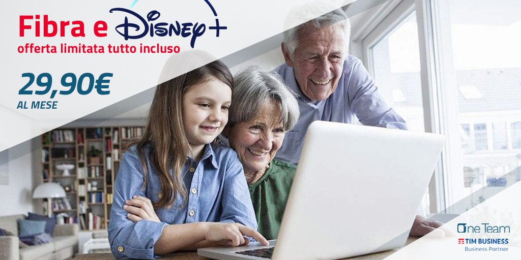 OneTeamGroup's tweet photo. Rete #internet veloce e Disney Plus: il sogno di tutti i #bambini e #ragazzi 🌙

Segui le #videolezioni senza interruzioni con la #Fibra sicura di #TIM  e guarda #cartonianimati e film in 4K con #DisneyPlus

Richiedi subito l’offerta limitata a 29,90€ ⇢ lasciaci i contatti! https://t.co/084z0ckvaW