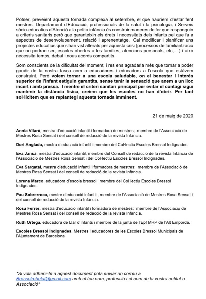 FEM VISIBLE EL 0-3!

Després d'escoltar el Conseller Bargalló, les mestres i educadores vinculades al 0-3 volem dir-hi la nostra. 
No volem ser invisibles. 
No volem sentir-nos oblidades per una administració que no atén responsabilitats.