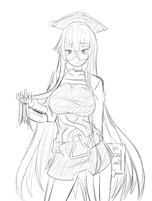 よその子。とある実験に失敗してしまい髪がすごく伸びてしまったカガクさん。 