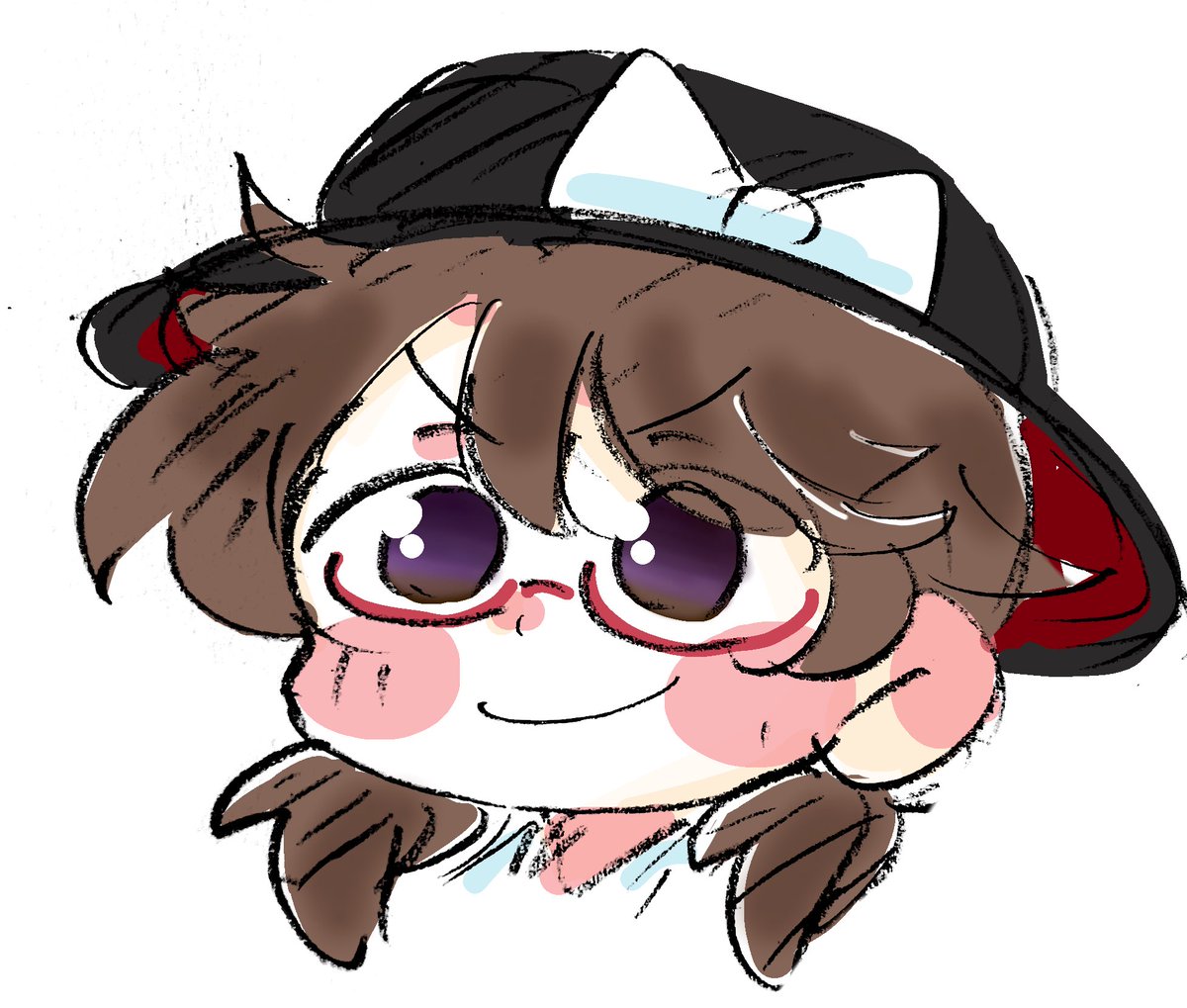 usami sumireko 1girl hat brown hair solo glasses smile twintails  illustration images