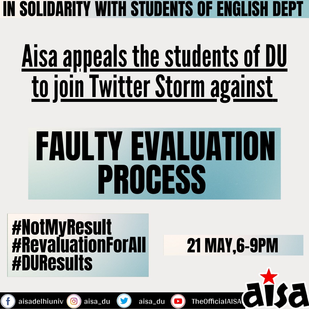 AISA_ZHDC's tweet photo. The students of BA English (H) protested the unfair allotment of marks in recent results. The revaluation fee is an exorbitant Rs 1000, which deprives EWS students from the opportunity to challenge the result.
#NotMyResult 
#RevaluationForAll
#DUResults https://t.co/xlzSFMmicy