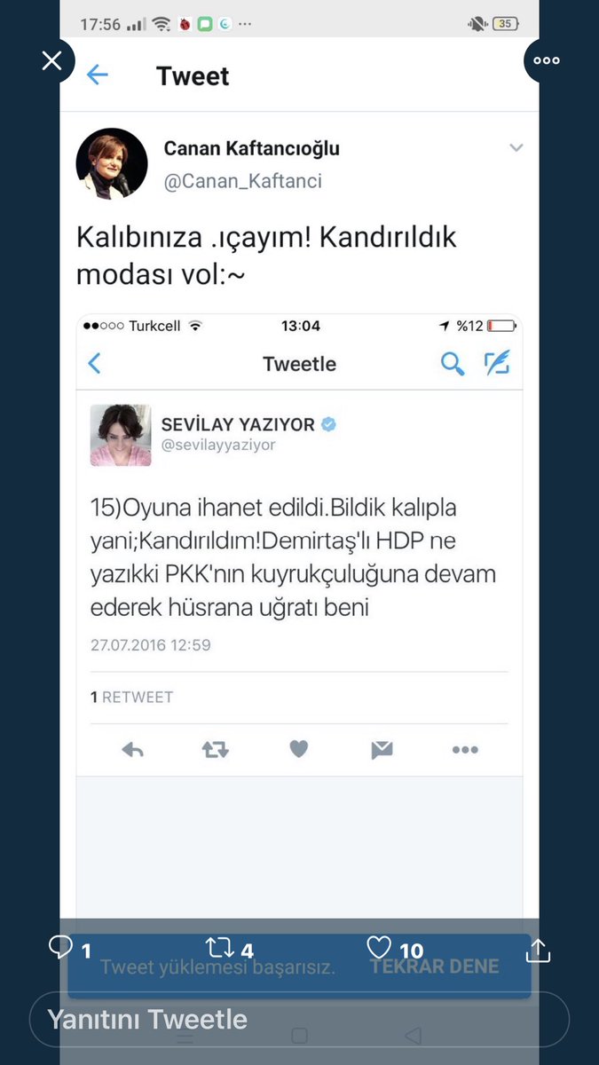 Benim aslı merak ettiğim Sevilay Yılman Canan Kaftancıoğlu’nun kendisine ettiği bu galiz küfüre cevap verip vermediği. Az buz bir şey değil, “Kalıbınıza .ıçayım!”diyor CHP’nin İstanbul İl Başkanı edepli hanımefendi. Sevilay Yılman da yalayıp yuttuysa bu kadar küfrü pes!