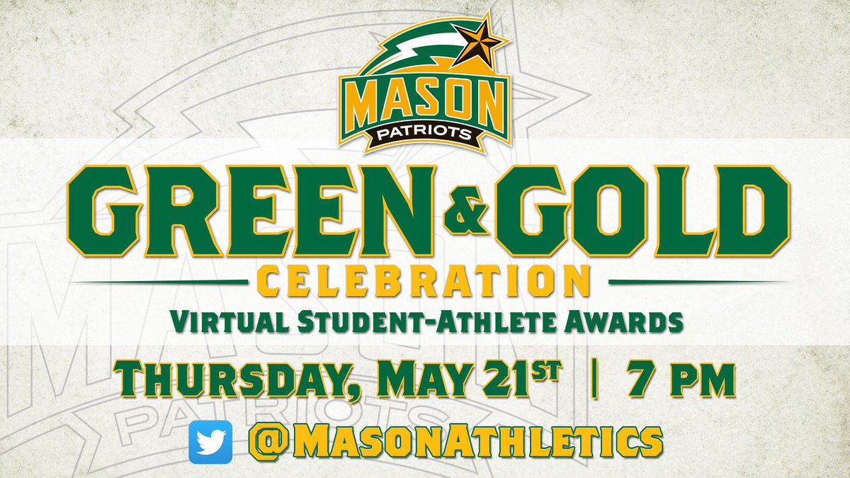 Be our 𝓋𝒾𝓇𝓉𝓊𝒶𝓁 guest 🎶

We're bringing the 2020 Green & Gold Celebration to Twitter TONIGHT!

📅 May 21
⏰ 7 p.m.

#GetPatriotic | #MasonGGC