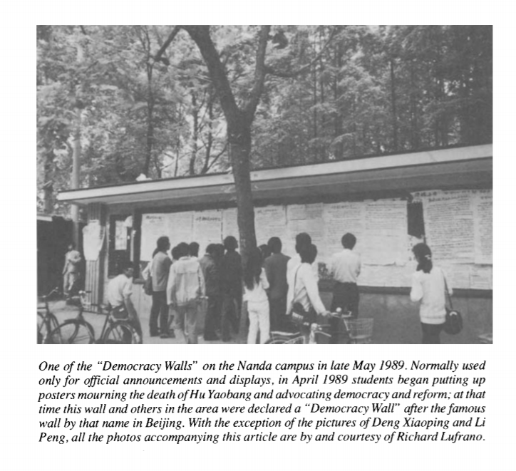 Hua was an English major at Nanjing University in 89 when pro-democracy protests by fellow students disrupted classes & brought city traffic to a standstill for wks. The Nanjing students built a Democracy Wall on campus and launched hunger strikes.  https://www.tandfonline.com/doi/pdf/10.1080/14672715.1992.10412992