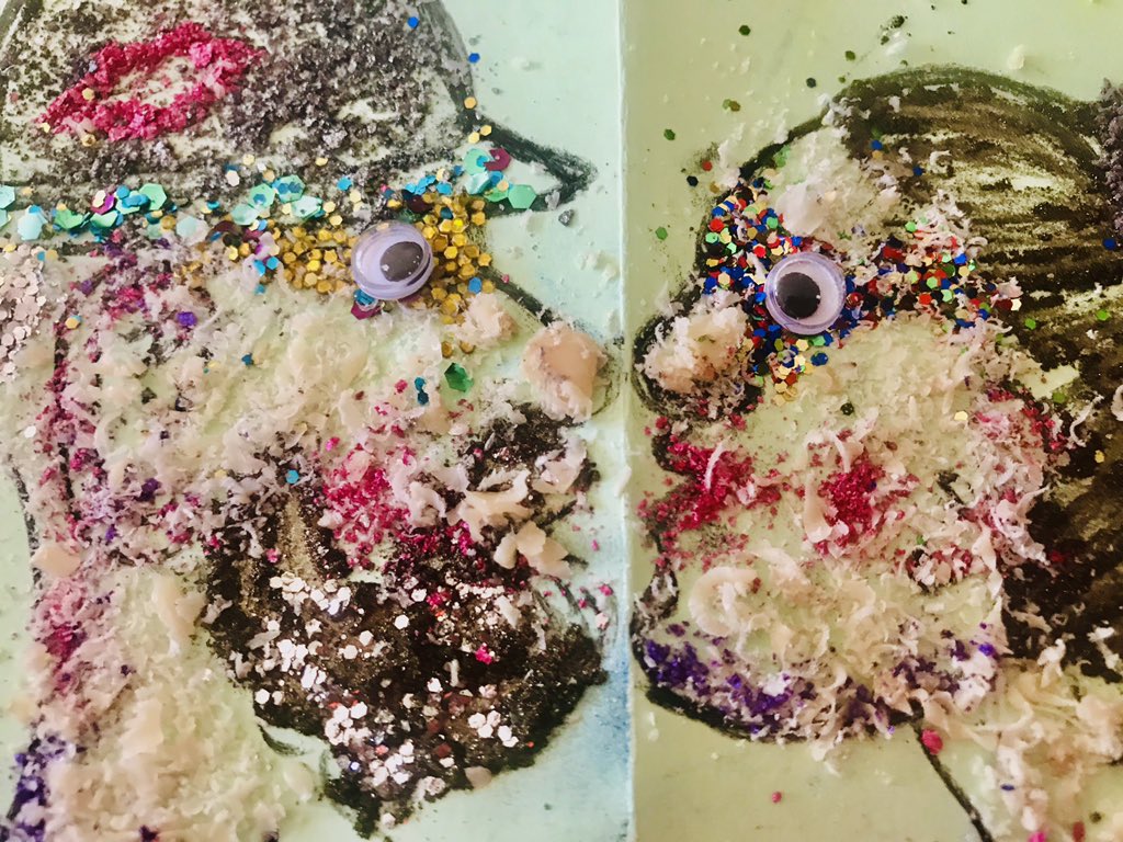 WickertRachel's tweet photo. Day 21 ~ Recycled portrait with @JusticeMuseum @64M_Artists #createtoconnect #ingenuityportrait #soap #leftoversparkles #eyeshadow https://t.co/UB6zZELfrZ
