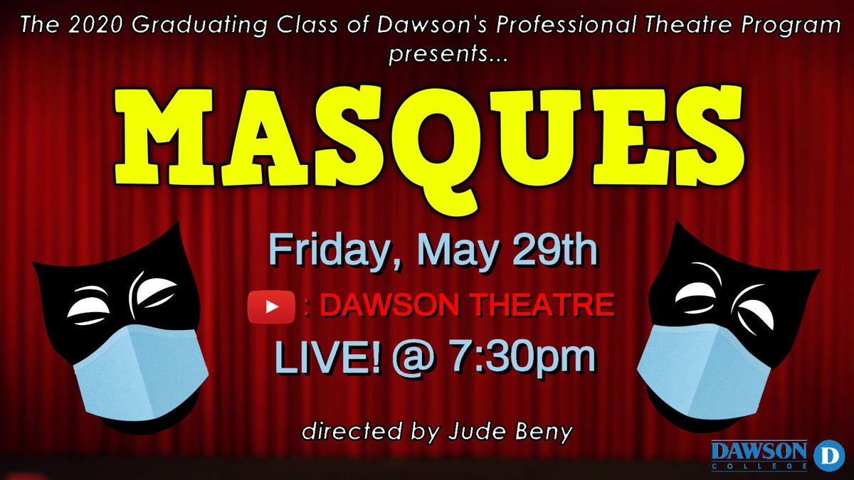 The third year students are presenting vocal Masques, live streamed on May 29th at 7:30 pm  
Hope you'll join us