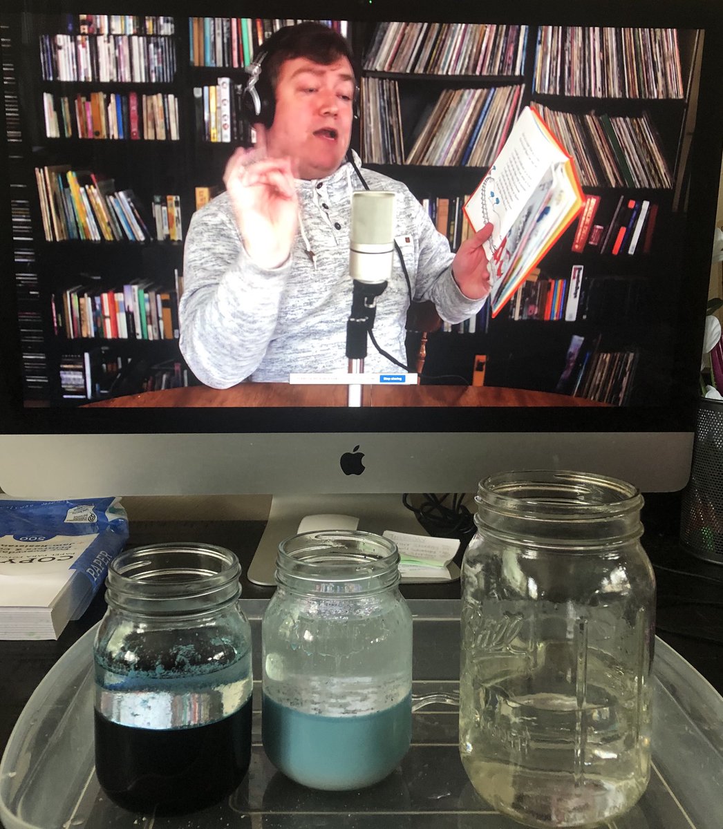 GiftedWoes's tweet photo. Virtual learning has been quite fun! Conducting experiments and listening to Seuss raps with Dre beats through a computer is interesting with very few dull moments! Tornado in a jar, firecracker in a jar, growing rainbows, h2o walking the line...what’s next?! https://t.co/AQ2sjdeUna