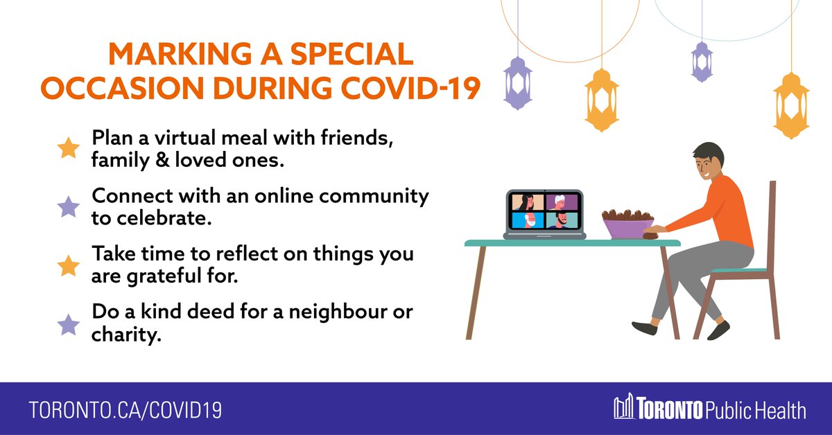 TOPublicHealth's tweet photo. As we work towards gradually reopening our city, a reminder that the best &amp; most caring way to continue helping your community is to celebrate special occasions with household members only. Connect virtually or by phone with friends &amp; loved ones. https://t.co/k6jemB71Gu